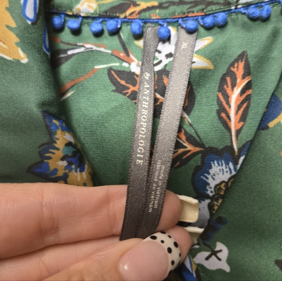 Anthropologie Brielle Relaxed Buttondown Blouse - Green XL - Picture 4 of 4